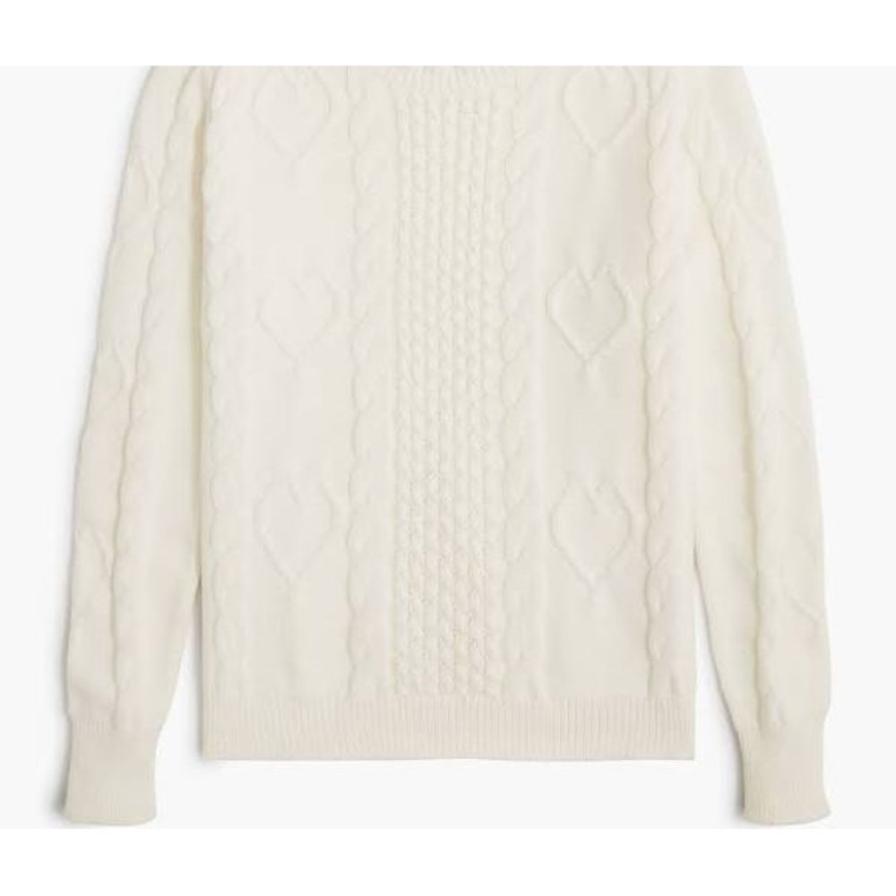 NWoT J.Crew Cream Cotton Crew Neck Sweater  Cable Knit Sz XL